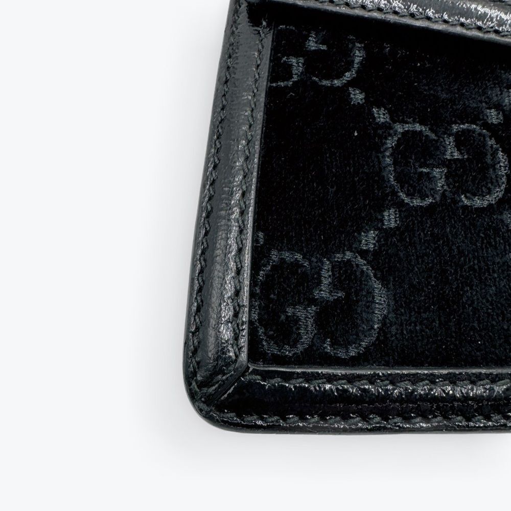 Auth Gucci Black Velvet GG Monogram Sherry Line Small Sylvie Shoulder Bag - Picture 6 of 16
